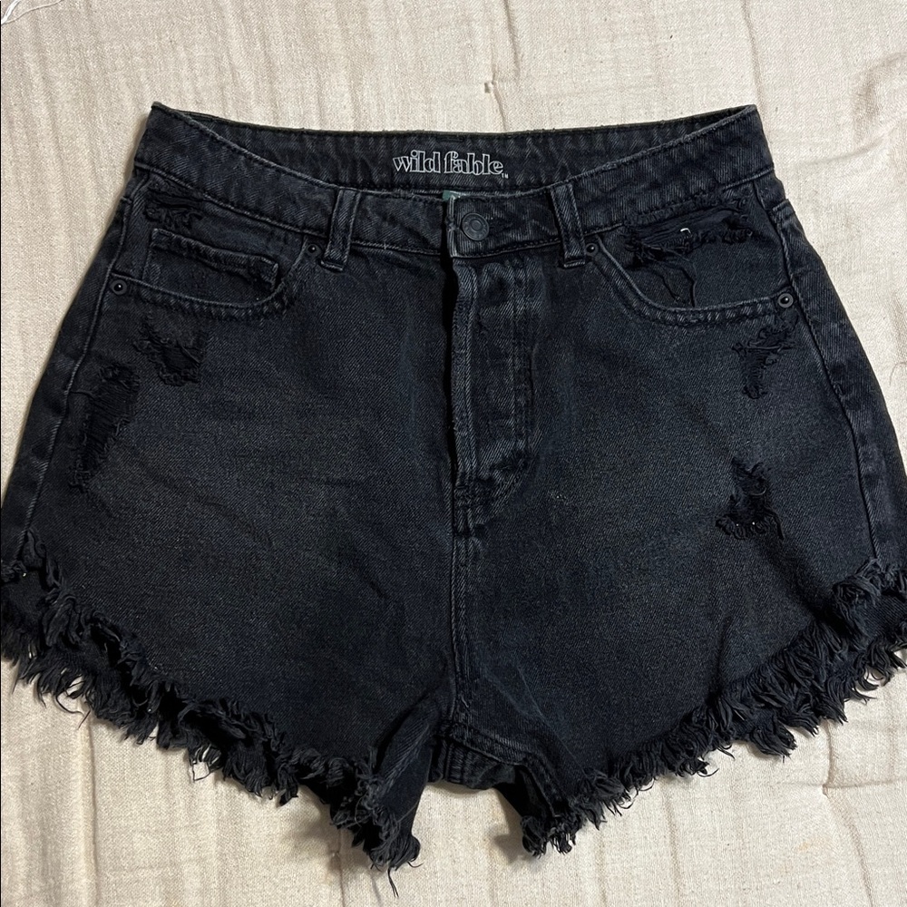 Wild Fable Charcoal Frayed Hem Jean Shorts